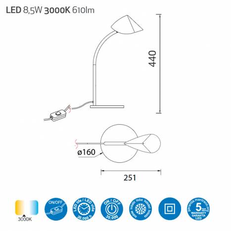 MANTRA Capuccina LED 44cm table lamp info