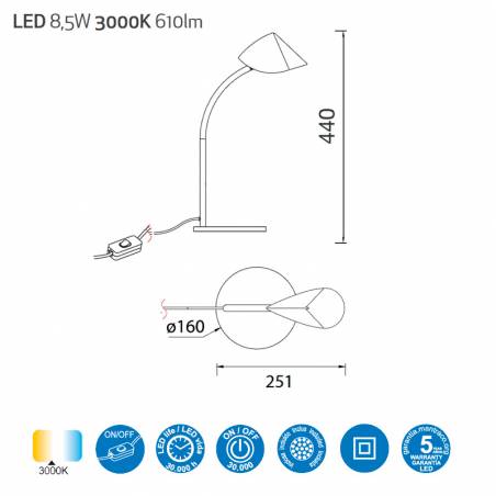 MANTRA Capuccina LED 44cm table lamp info