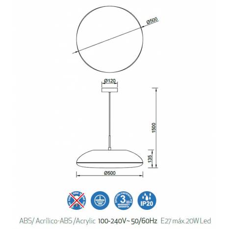 Lámpara colgante Kazz 6L E27 Ø50cm - Mantra
