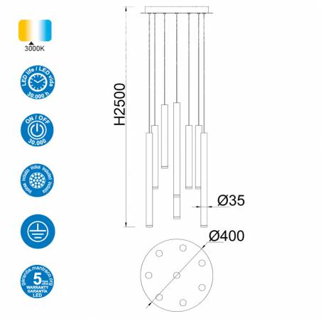 MANTRA Cala LED 48w round pendant lamp info