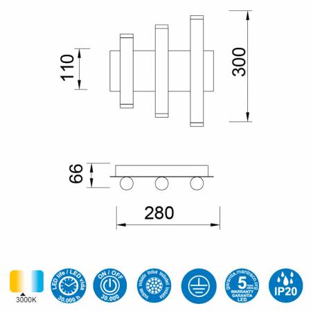 Aplique de pared Cala LED 36w info- Mantra