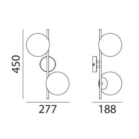 Aplique de pared Rondo 2L E27 cristal - MDC