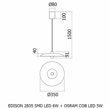 Lámpara colgante Lars LED 11w info - Redo