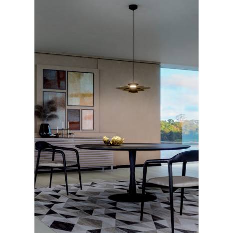 Lámpara colgante Fargo LED 16w negro oro ambiente - Redo