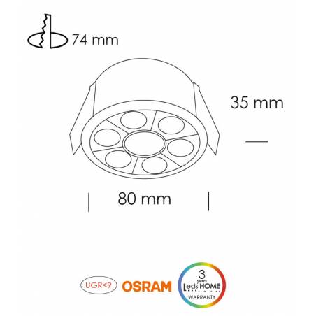 LEDS HOME Matrix R 8w LED recessed light