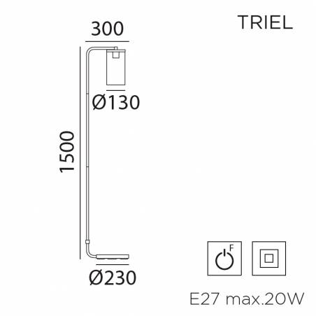 Lámpara de pie Triel E27 cristal info - MDC
