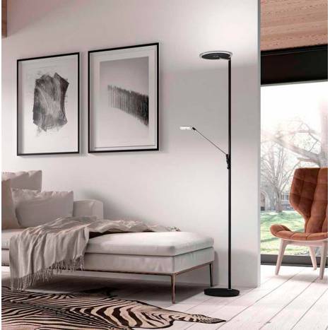 Lámpara de pie One LED 30+10w dimmable negro ambiente - MDC