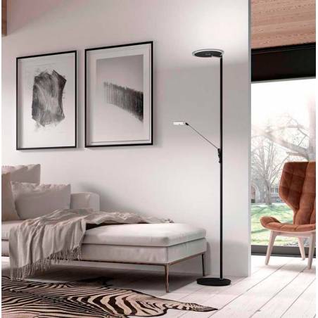 Lámpara de pie One LED 30+10w dimmable negro ambiente - MDC