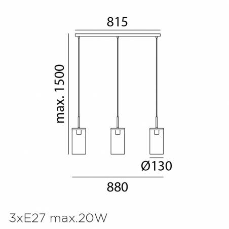 Lámpara colgante Triel 3L E27 lineal info - MDC