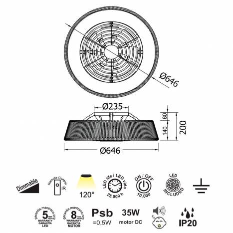 MANTRA Polinesia Nautica LED DC Ø64cm ceiling fan info