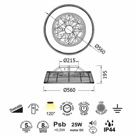 MANTRA Indonesia LED DC Ø56cm ceiling fan info