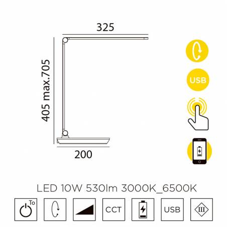 Flexo Susi LED 10w USB + inducción info - MDC