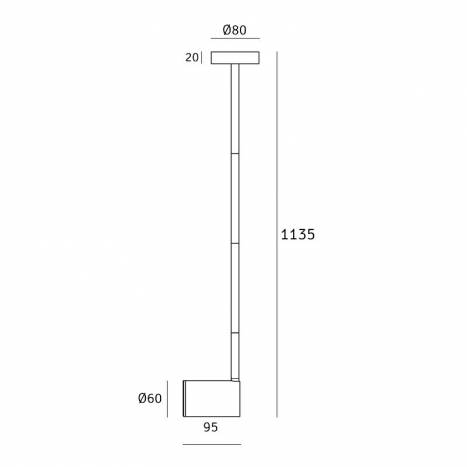 Foco tija Noon GU10 113cm negro - Aromas