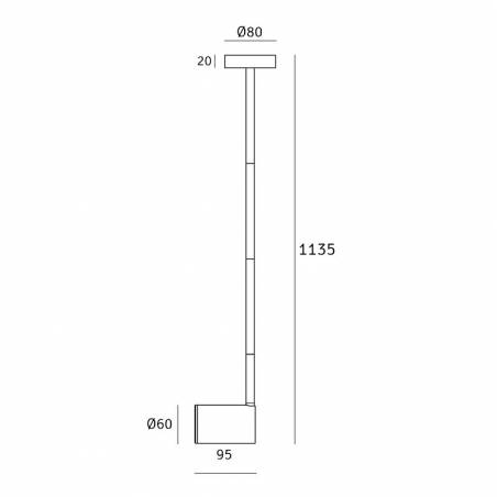 Foco tija Noon GU10 113cm negro - Aromas
