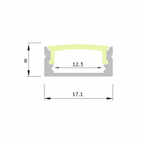 Perfil aluminio 2mts 8mm superficie - Maslighting