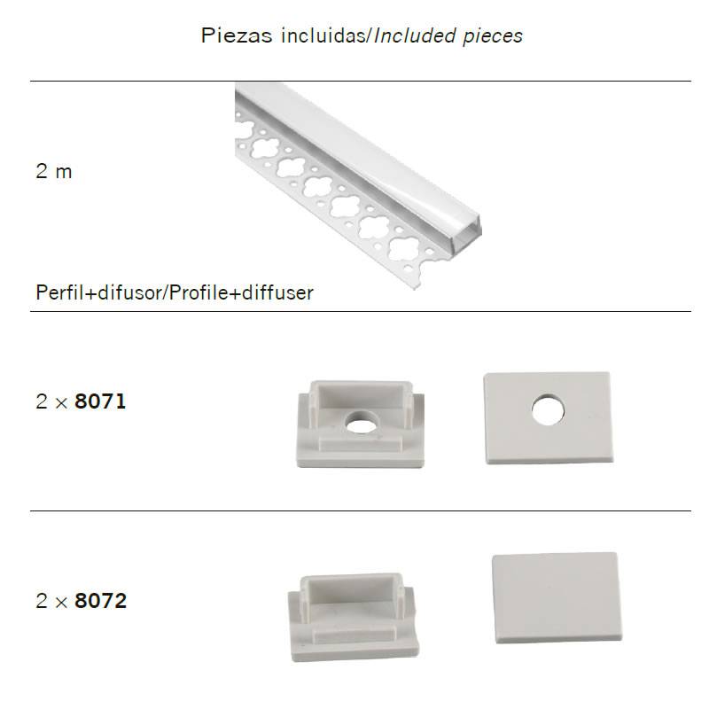 Profil SL15 alu 2m plexi mat accessoires inclus - Integratech