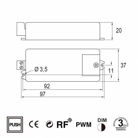 Controlador regulador SPU-DIM-C01 tira LED - ELT