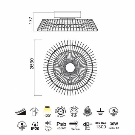 MANTRA Himalaya Mini LED DC Ø53cm ceiling fan