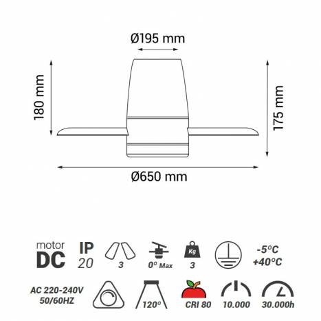 SULION Monty LED DC Ø65cm ceiling fan