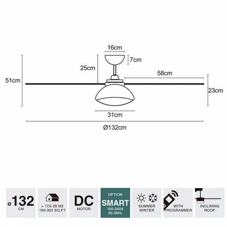 FARO Rodas Ø132cm LED DC ceiling fan