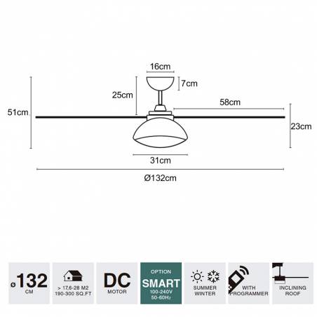 FARO Rodas Ø132cm LED DC ceiling fan