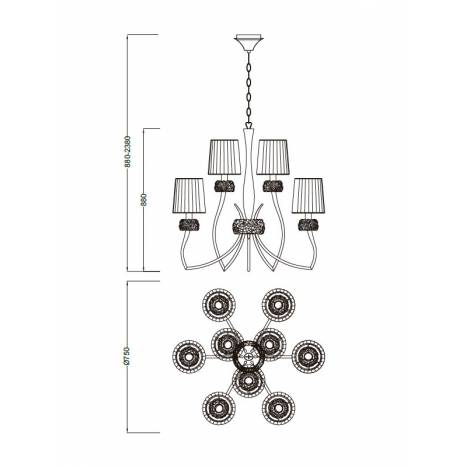 Mantra Loewe pendant lamp 9L chrome