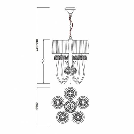 Lámpara colgante Loewe 5L E14 50cm cromo - Mantra