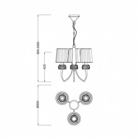 Lámpara colgante Loewe 3L E14 cromo - Mantra