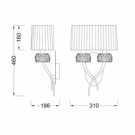 Aplique de pared Loewe 2L E14 cromo - Mantra