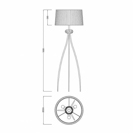 Lámpara de pie Loewe 3L E27 cromo - Mantra