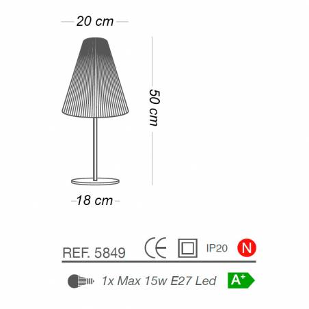 Lámpara de mesa Natural E27 20cm cuerda info - Ilusoria