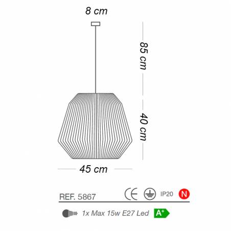 ILUSORIA Diamond 1L E27 pendant lamp cord info
