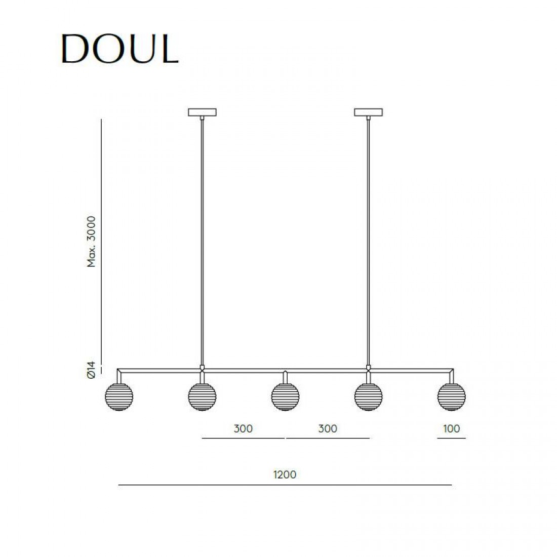 Lámpara colgante Doul 5L G4 LED 3w 2700k - Aromas