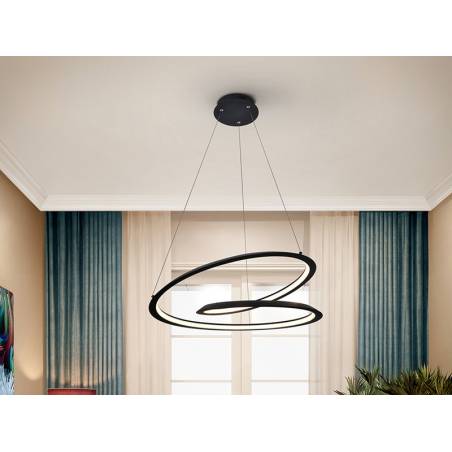 SCHULLER Looping LED 36w black pendant lamp ambient