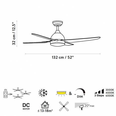 Ventilador de techo Barine DC LED 24w blanco - ACB