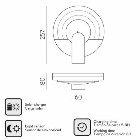 ACB Gloss LED IP65 solar + sensor wall lamp info