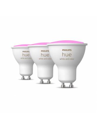 Pack 3 Bombillas inteligentes LED GU10 4.3w Hue White and Color - Philips