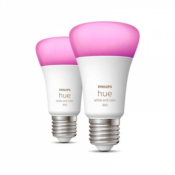 Pack 2 Bombillas inteligentes Hue LED E27 9w A60 White and Color - Philips