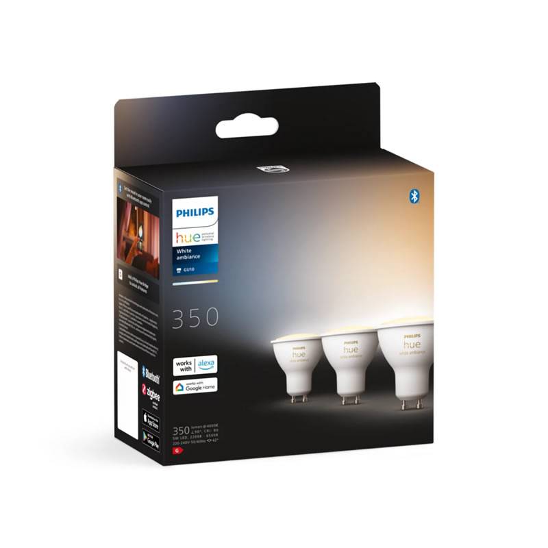 PHILIPS Pack 3 Smart LED bulb GU10 4.3w Hue White Ambiance