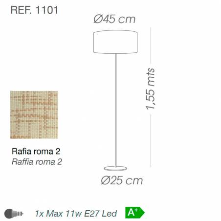 ILUSORIA Rafia Roma 1L E27 floor lamp info
