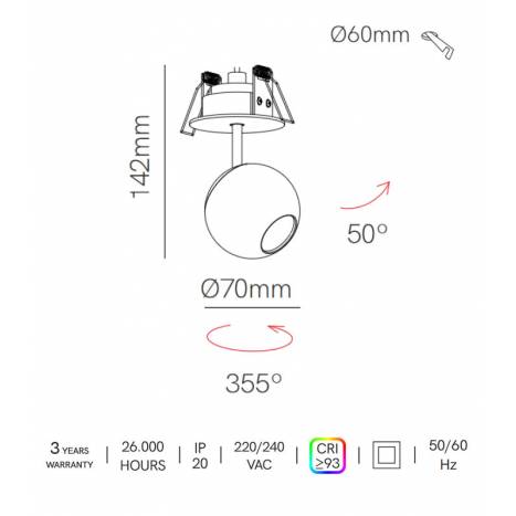 Foco empotrable Bora LED 8.5w - Beneito Faure