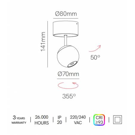 Foco de superficie Bora LED 8.5w - Beneito Faure