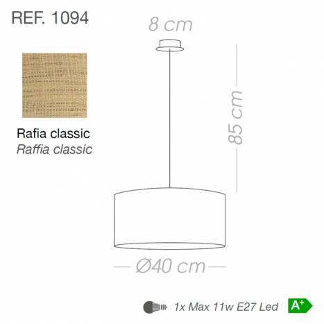 ILUSORIA Rafia Classic E27 burlap pendant lamp info