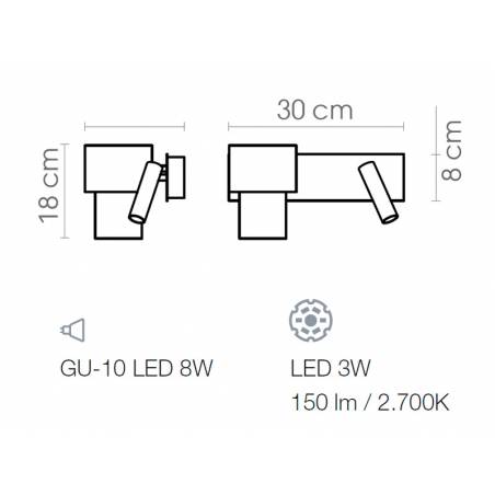 LUXCAMBRA Kan A LED 3w + GU10  wall lamp info