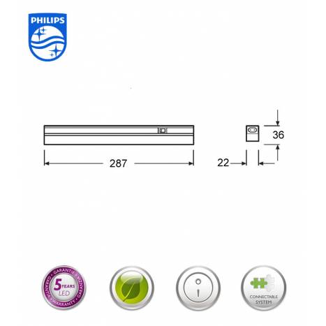 Regleta bajo mueble Linear LED 4w 30cm - Philips