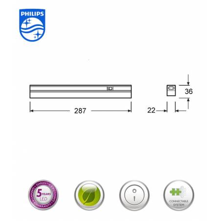 Regleta bajo mueble Linear LED 4w 30cm - Philips