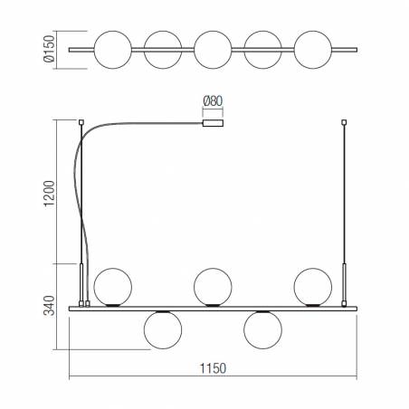 Lámpara colgante Talis E14 lineal - Redo