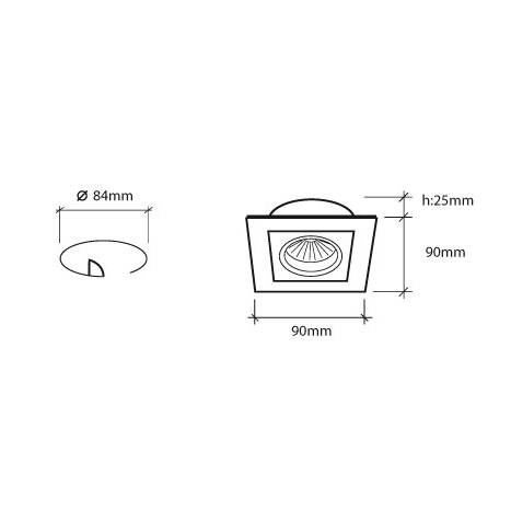 Foco empotrable LED 6w 3000 cuadrado aluminio basculante