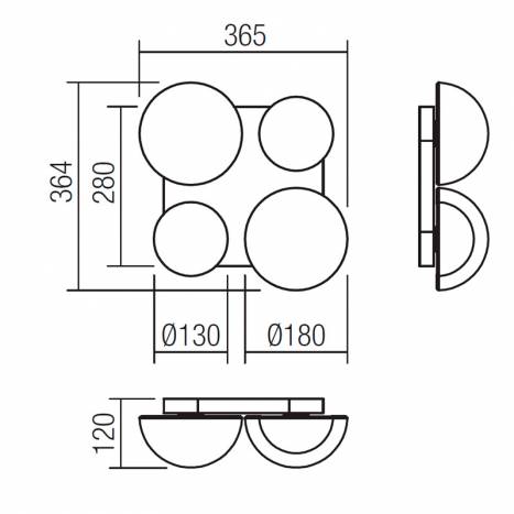 Plafón de techo Lumien LED 4L G9 - Redo