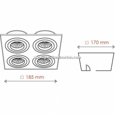 Foco empotrable Mini Catli 4 luces aluminio de Bpm